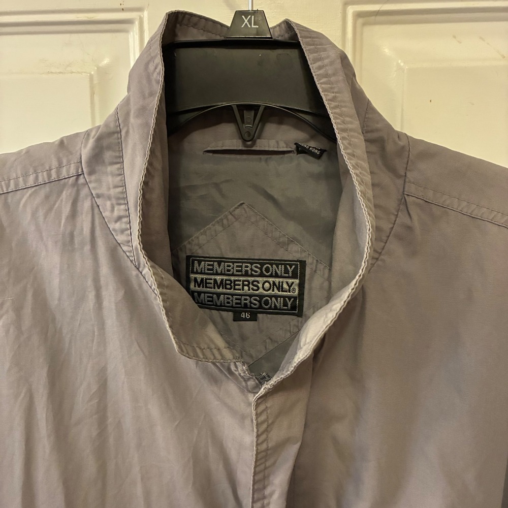 Members Only Jacket XL 46 Gray Bomber Full Zip Retro Lightweight Classic Mens